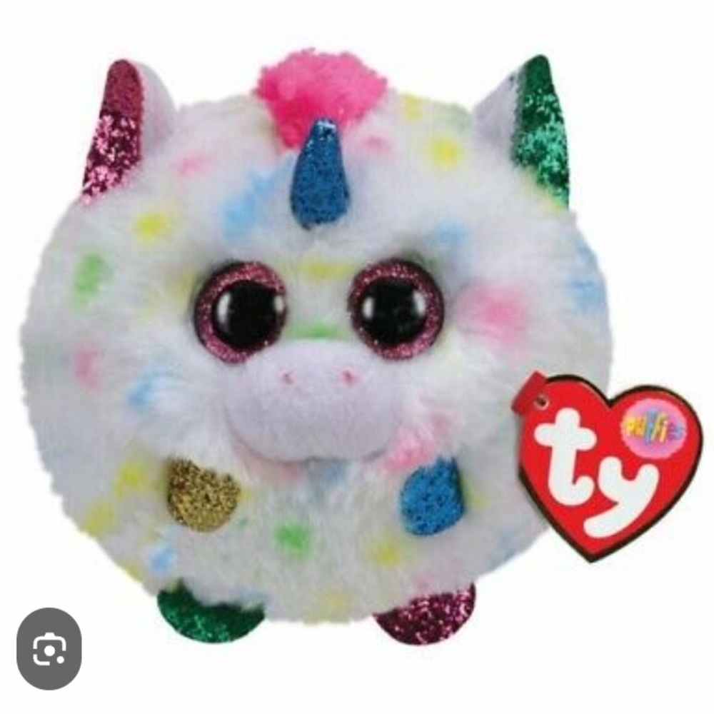 TY Puffies Beanie Balls Plush Harmonie The Unicorn Mini Stuffed Toy Glitter Eyes